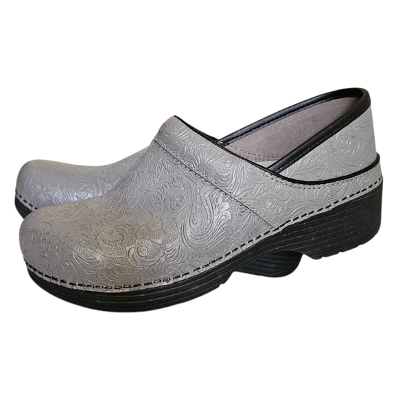 Dansko Shoes Womens 38 LT Pro Wedge Casual Clogs Gray Leather Comfort Slip On - Picture 6 of 8